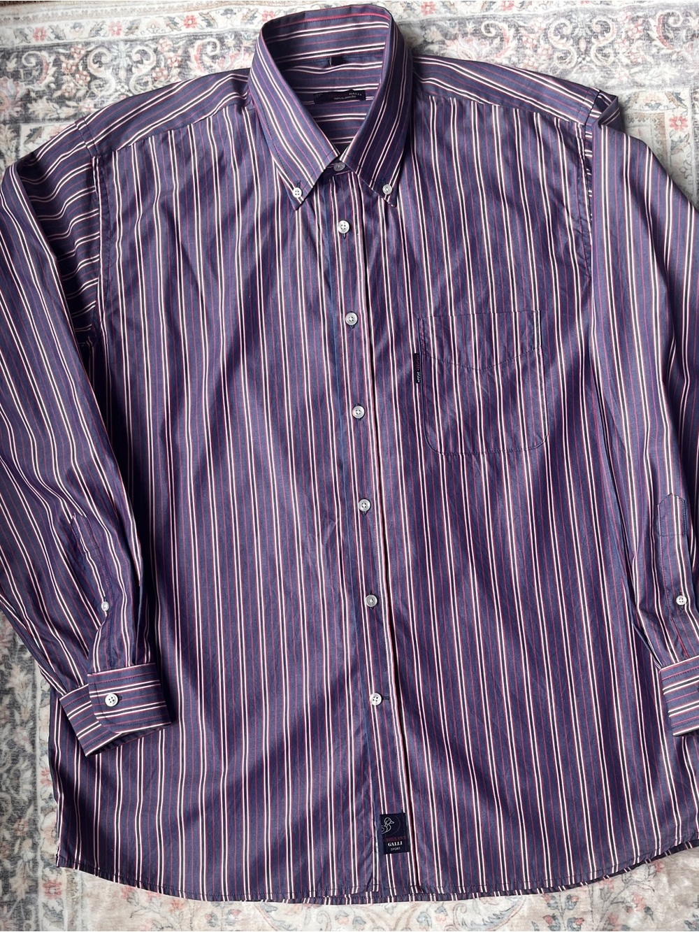 Men's Purple Multi-Stripe Button-Down Dress Shirt